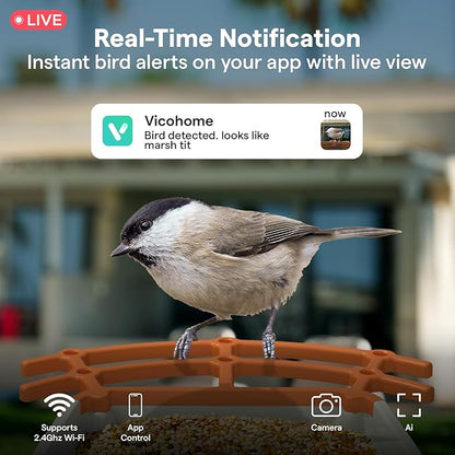 BirdsView Bird Feeder with 2K Ai Camera, Solar Panel, Hummingbird Feeder, Bird House, Live Alerts & Species Recognition – Ideal for Bird Lovers
