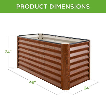 Best Choice Products 4x2x2ft Outdoor Metal Raised Garden Bed, Deep Root Planter Box for Vegetables, Flowers, Herbs w/ 119 Gallon Capacity - Wood Grain