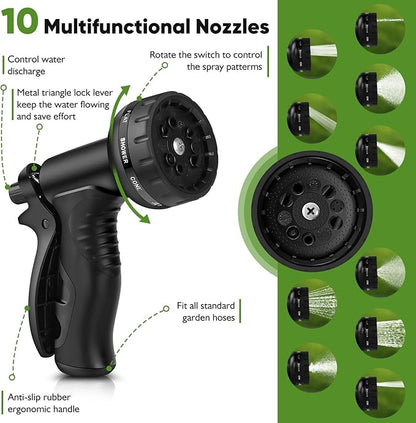 Garden Hose Metal 125FT, Stainless Steel Heavy Duty Water Hose With 10 Function Nozzle, No-Kink, Tough & Flexible, Sturdy and Lightweight, Rust Proof for Yard, Outdoor, RV