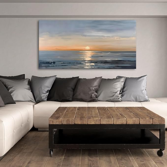 JLXART Wall Art Scenery Landscape Canvas Painting Sunrise Framed Artwork for Bedroom Office Home Decoration Art 30"x58"