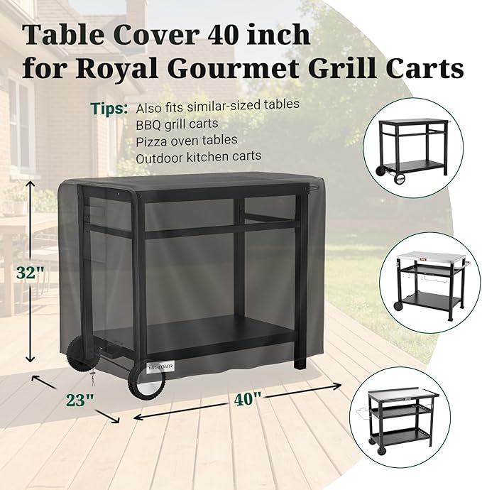 MR. COVER Outdoor Prep Table Cover 40 inch for Royal Gourmet Cart Flattop Worktable, 600D Heavy Duty Waterproof for Grill Dining Kitchen Island cart Protective, Outdoor Storage Cabinet Cover