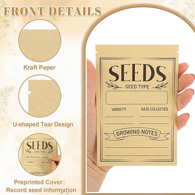120 Pcs Seed Envelopes Packets Organizer 3.54 X 5.5 Inch Seed Storage Envelopes Resealable with Clear Window Seed Saver Bags for Flower Vegetable Seed Saving