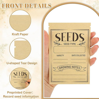 120 Pcs Seed Envelopes Packets Organizer 3.54 X 5.5 Inch Seed Storage Envelopes Resealable with Clear Window Seed Saver Bags for Flower Vegetable Seed Saving