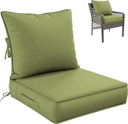Premium Outdoor Seat Cushion Chair Cushions for Patio Furniture 24 L X 24 W X 5 H Waterproof & Fade Resistant Deep Seat and Backrest Cushion Set with Removable Covers for Chair, Sofa