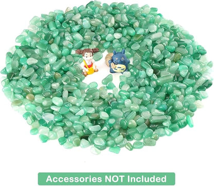 WAYBER Decorative Rock Stones, 2 Lbs/920g Irregular Green Crystal Pebbles Quartz Gravel for Aquarium Turtle Tank Decoration/Succulent Plant Landscape/Flowerpot Vase Ornament