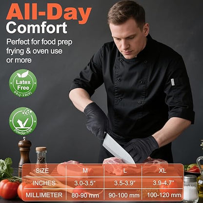 10mil Heavy Duty Nitrile Gloves Large Black Disposable Rubber Gloves with Diamond Grip Anti Chemical Puncture Resistant Mechanics Guantes for Men/Auto repair/Cooking/Food Grade-Latex Free-100