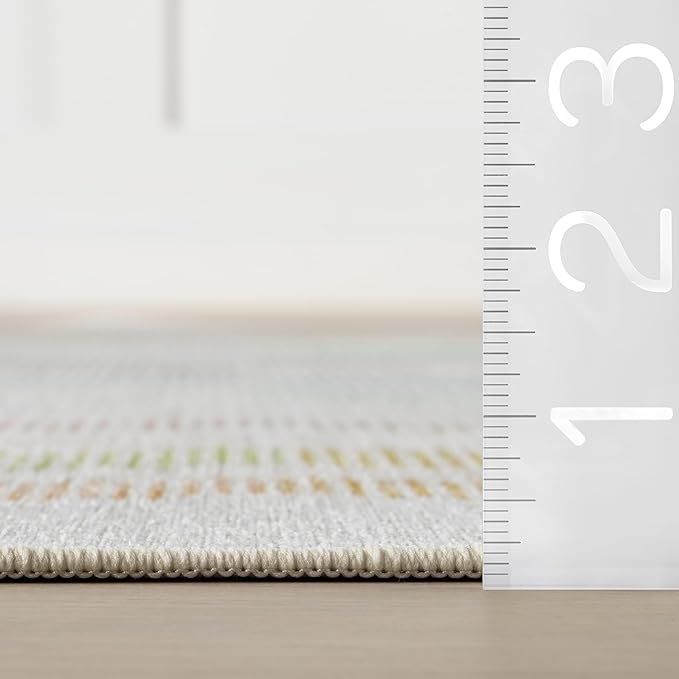 Dash & Albert Zarek Multi Machine Washable Rug, 7.5 X 9.5 Feet, Multicolored/White Chevron Pattern