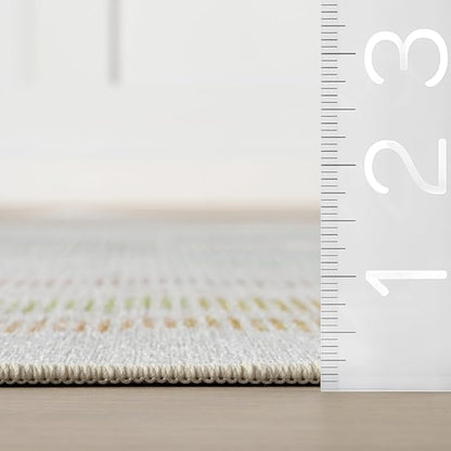 Dash & Albert Zarek Multi Machine Washable Rug, 8.5 X 11.5 Feet, Multicolored/White Chevron Pattern