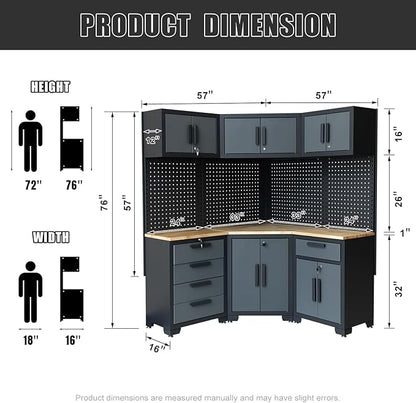 Garage Storage Cabinet System Corner Workshop Set 10-Pcs Garage Cabinets and Storage System for Tool Organization