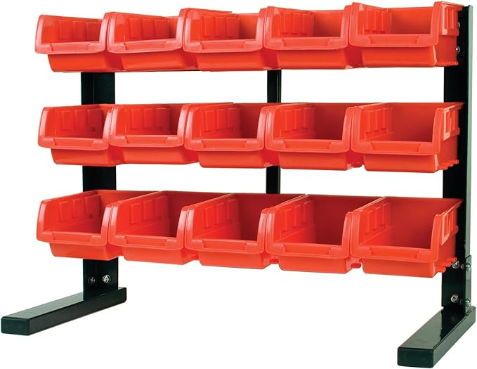 Performance Tool W5186 15-Bin 3-Tier Table Top Storage Organizer Rack.