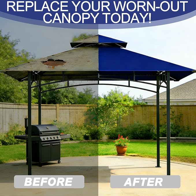 Grill Gazebo Replacement Roof, 5x8ft Outdoor BBQ Gazebo Canopy Cover, Double Tiered Grill Gazebo Replacement Roof for #L-GG001PST-F