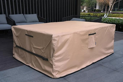 Patio Furniture Set Cover Rectangular Heavy Duty 600D Waterproof Outdoor Sectional Sofa Couch Cover Large Outside Dining Table and Chairs Covers Patio Conversation Set Cover Brown 126 x 63 x 28.5 Inch
