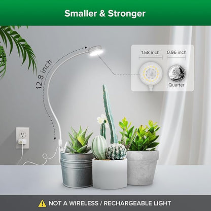 SANSI Grow Lights for Indoor Plants, ETL Listed Pot Clip LED Plant Lights for Indoor Growing, Full Spectrum, 4-Level Dimmable, Auto On Off 3 6 12 Hrs Timer for Small Plants, Garden White 5V 4-Pack