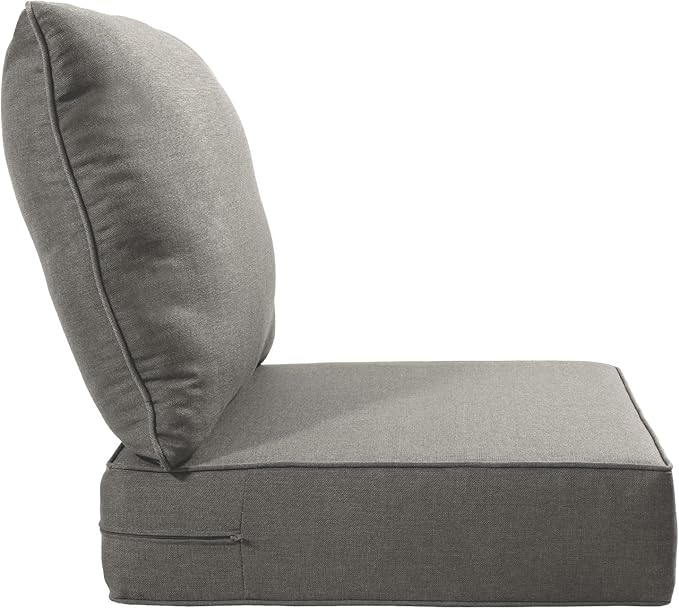 Luxury 24x24x6 Inch Outdoor Chair Cushions Set of 4 - Heavy Duty Water-Resistant Comfortable Cushion for Patio Furniture Set Dining Gliding Rocking Chairs Loveseat L-Shape Sofa - Grey