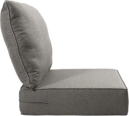 Luxury 24x24x6 Inch Outdoor Chair Cushions Set of 4 - Heavy Duty Water-Resistant Comfortable Cushion for Patio Furniture Set Dining Gliding Rocking Chairs Loveseat L-Shape Sofa - Grey