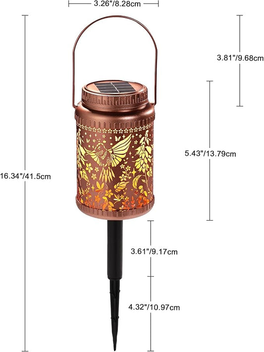 Cooo 6 Pack Solar Lanterns Outdoor Waterproof -Hummingbird Rose Gold Solar Pathway Lights Landscape Path Lights Christmas Lights Gifts for Women Mom Grandma for Garden Yard Patio Backyard Decor