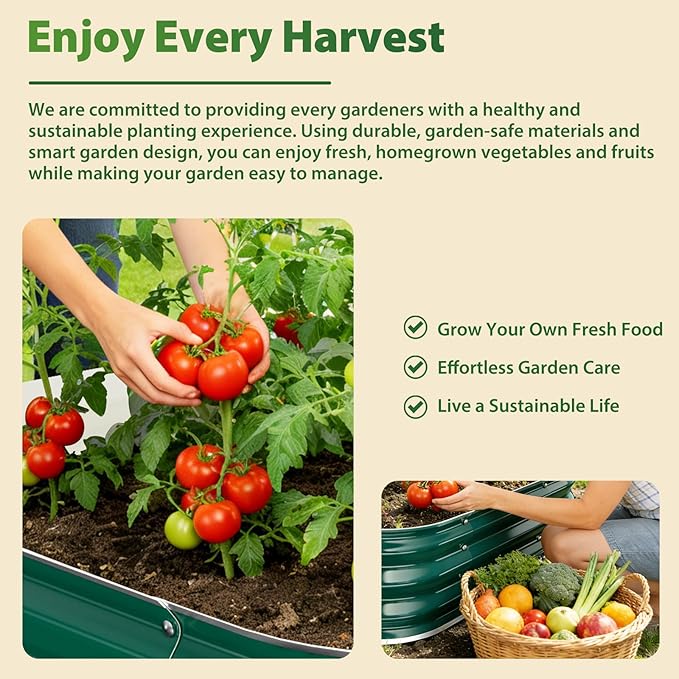 Galvanized Raised Garden Bed, 4x4 ft Heavy Duty Metal Planter Box for Vegetables, Flowers & Herbs, 12" Raised Outdoor Modular Gardening Bed, Above Ground Growing Container, Easy Assembly, Green