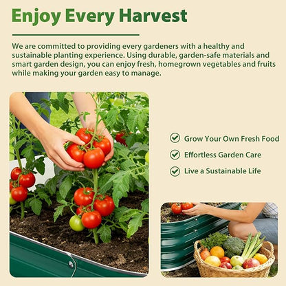 Galvanized Raised Garden Bed, 4x4 ft Heavy Duty Metal Planter Box for Vegetables, Flowers & Herbs, 12" Raised Outdoor Modular Gardening Bed, Above Ground Growing Container, Easy Assembly, Green