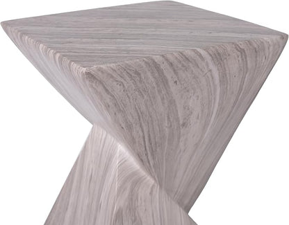 Christopher Knight Home 18.5 Inch Modern Outdoor Faux Concrete Side Table, Patio End Table with Sculptural Fluted Geometric Design, Accent Table for Garden Balcony Poolside