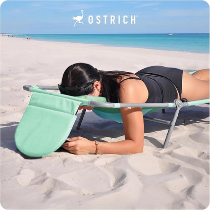 Ostrich the Ladies Comfort Lounger with Chest Support, Foldable and Portable Reclining Outdoor Patio Beach Lawn Camping Pool Tanning Chair, Teal