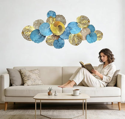 Roivikis Large Metal Wall Art Decor, 3D Abstract Lotus Leaves Wall Handcrafted Modern Decoration for Indoor Outdoor for Living Room, Bedroom, Entryway 52" x 24"