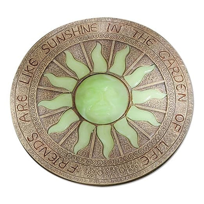 Bits and Pieces - Sun Garden Stone - Glowing Sun in The Dark; Garden Décor - 25cm Diameter, Polyresin, Yellow