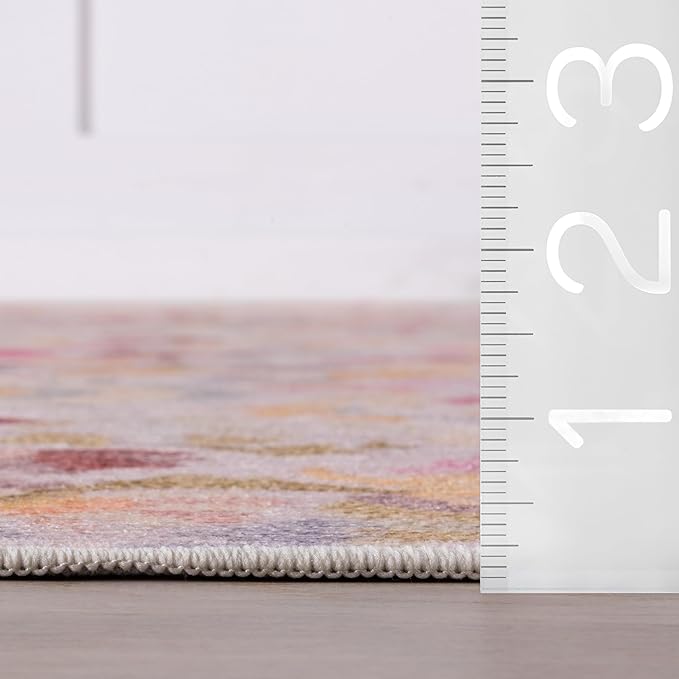 Dash & Albert INES Multi Machine Washable Rug, 8.5 X 11.5 Feet, Multicolored/Yellow Floral Pattern