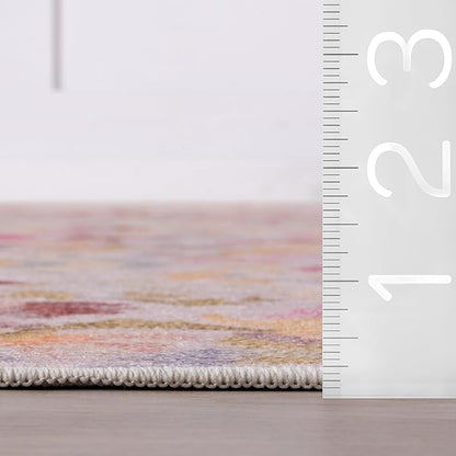 Dash & Albert INES Multi Machine Washable Rug, 8.5 X 11.5 Feet, Multicolored/Yellow Floral Pattern