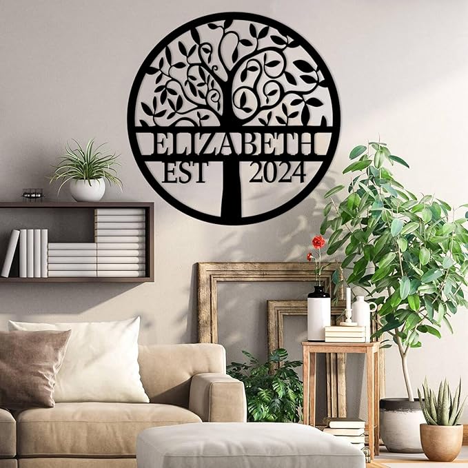 Personalized Metal Tree of Life Wall Sign | Custom Family Name Sign | Outdoor Balcony Decor | Wedding Housewarming Gift