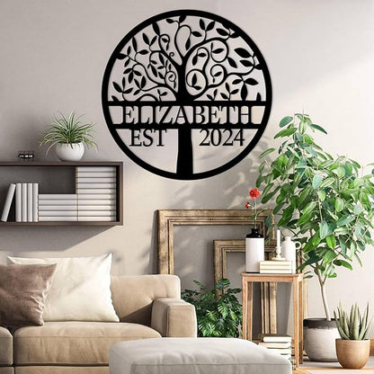 Personalized Metal Tree of Life Wall Sign | Custom Family Name Sign | Outdoor Balcony Decor | Wedding Housewarming Gift