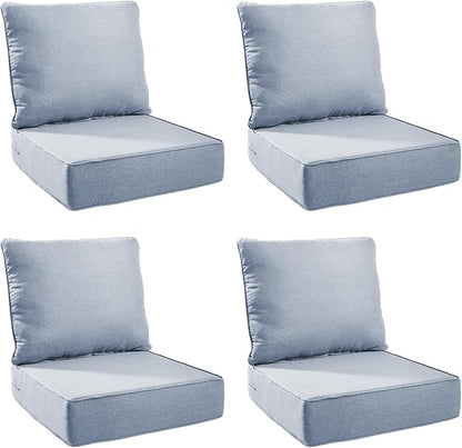 Outdoor Cushion Set for Furniture Patio Furniture, UV Resistant, Water Resistant - 6 Inch Thick Foam Garden Cushions– 22x24 Inch Patio Seat Covers for Chair/Sofa/Couch | Baby Blue | 4-Pack |
