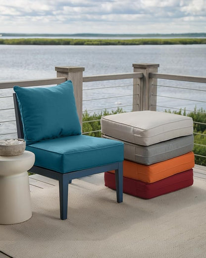Luxury 24x24x6 Inch Outdoor Deep Seat Cushions Set of 6 - Comfortable Patio Zipper Chair Cushion for Outside Wicker Dining Rocking Swivel Chairs Loveseat Couch Sectional Sofa - Peacock Blue