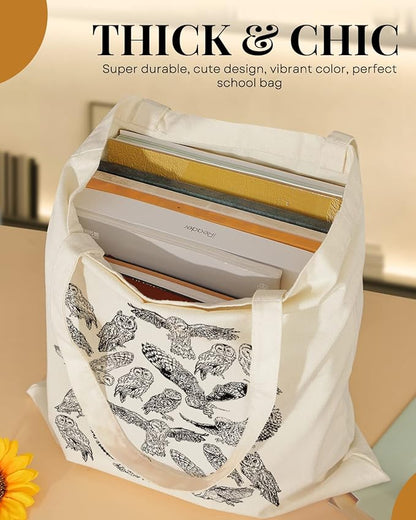 AUSVKAI Canvas Tote Bag Aesthetic for Women, Cute Reusable Cloth Cotton Bags for Shopping Beach Grocery