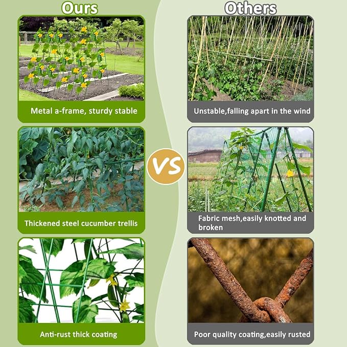 2 Pack Cucumber Trellis for Raised Garden Bed, 42"X 16" A-Frame Garden Trellis, Metal Climbing Plants Support Trellis for Tomato, Beans,Vegetables