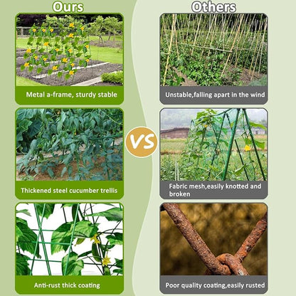 2 Pack Cucumber Trellis for Raised Garden Bed, 42"X 16" A-Frame Garden Trellis, Metal Climbing Plants Support Trellis for Tomato, Beans,Vegetables