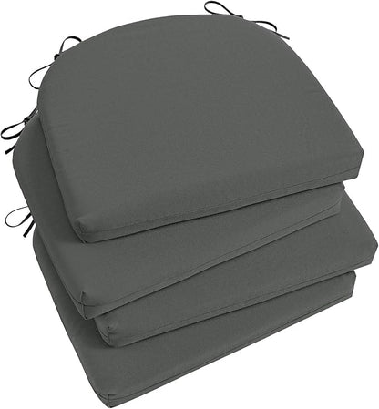 Basic Beyond Outdoor Chair Cushions Set of 4, Outdoor Cushions for Patio Furniture, Water Resistant Patio Chair Cushions with 2 Ties, 17x16x2, Charcoal Grey