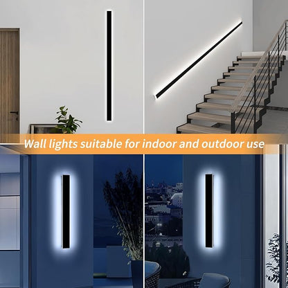 Mikeru 31.4" Outdoor Wall Sconce 6000K Cool White - IP65 Waterproof Black Exterior Light, Hardwired Wall Mounted Fixture for Porch, Patio & Entryway | Non-Dimmable Weatherproof Design