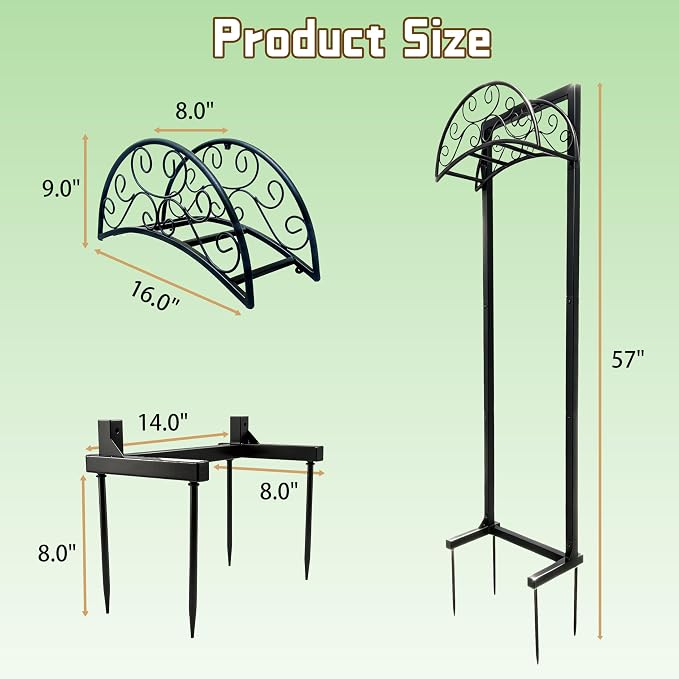 Garden Hose Holder, 57 Inch Extra Tall Freestanding Water Hose Stand, Heavy Duty Stainless Steel Ground Stake with Triangle Reinforcement, Supports 200 ft Hose