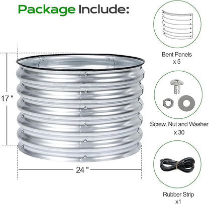 Aoodor 17" Tall 24" Metal Raised Garden Bed, Outdoor Planter Box and Raised Garden Kit for Vegetables, Flowers, and Herbs, Silver