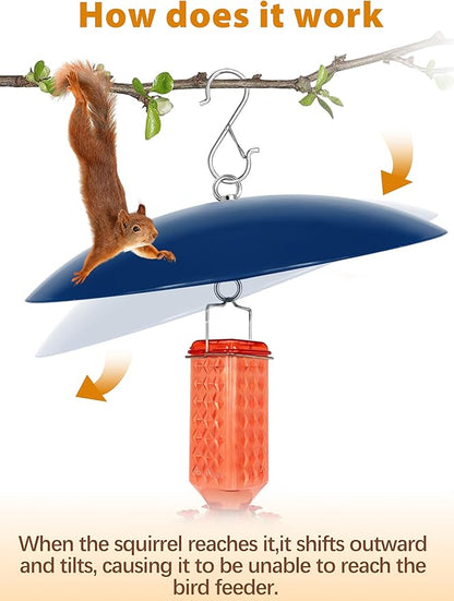 Bird Feeder Dome Guard,Squirrel Baffle for Hanging Feeder,13-Inch Cover for Shepherd's Hook in the Outdoors,Smart Birds Feeder's Umbrella(Blue), 2 Pack