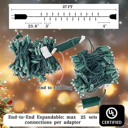 Boltigen Soft Twinkle Lights, 100LED Slow Twinkling, 5mm Wide Angle Christmas Lights, UL Certified 27 Ft Extendable for Home Garden Indoor Outdoor Use Party Wedding Day Decoration