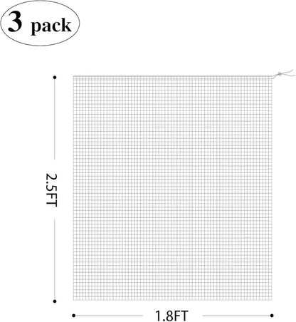 3 Pack Plant Barrier Net Mesh with Drawstring, 1.8 Ftx2.5 Ft Tomato Protective Cover Garden Plant Barrier Bag for Vegetables Fruits Flower from Insect Bird Eating