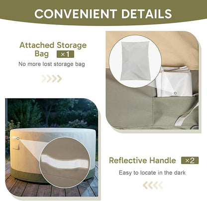 COWVIE Round Patio Dining Set Cover for Outdoor Table and Chairs, 600D Waterproof and UV-Resistant Fabric Patio Furniture Cover with Storage and Air Vent, 96''Dia x 32''H
