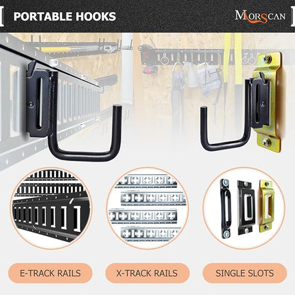 6 Pack 2" E Track J Hooks Heavy Duty Black Steel E-Track Tie Down Accessories for Box Truck, Enclosed Trailer, Garage, Vans, Warehouse, Workshop