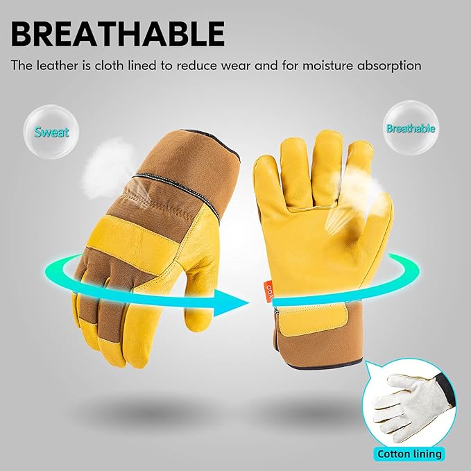 Vgo... 1-Pair Unlined Safety Pigskin Leather Work Gloves Men, Rigger Gloves, Builder Gloves, Construction gloves, Gardening gloves (Size M, Brown Yellow, PA3501)