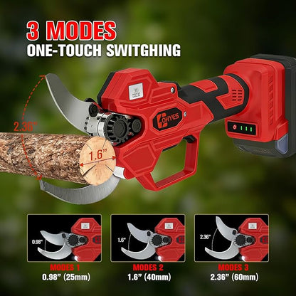 ohyes Pruning Shears Max 1.6IN Cutting Diameter Compatible with Milwaukee 18V Battery Packs with LCD Display SK7 Blade ohyes For Gardening & Tree Pruning(Battery not included)