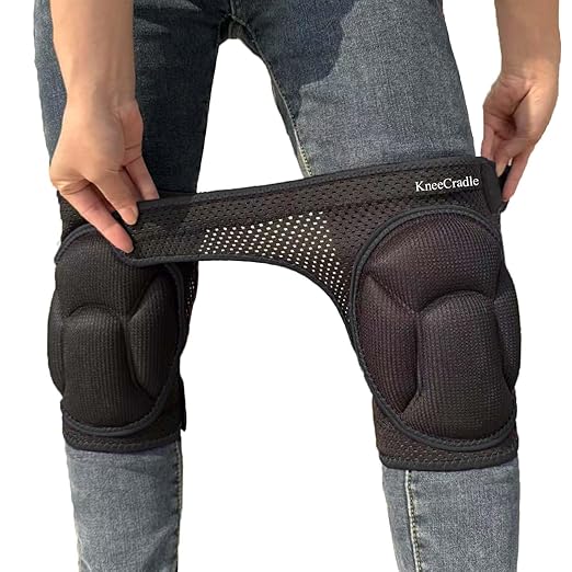 Gardening Knee Pads for Women, Mens Knee Protectors for Kneeling & Crawling, Ideal Lightweight Adult Knee Pad for Cleaning Floors & Carpenter Work, Soft with High-Elasticity Safety Straps Non-Slip , Black M