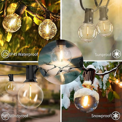 Svater Outdoor String Lights 300 FT, Patio Lights Outside with 156 G40 Shatterproof LED Bulbs, Waterproof Hanging Globe Lighting for Bistro Backyard Cafe Market, Warm White 2700K（3 x 100 FT）