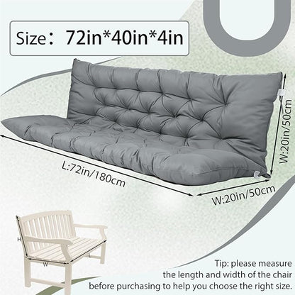 2/3 Seater Swing Replacement Cushion, Waterproof Porch Swing Cushions with Backrest, Thickened Bench Cushions for Outdoor Furniture, for Outdoor Patio Swing (Light Grey, 71 * 40in)
