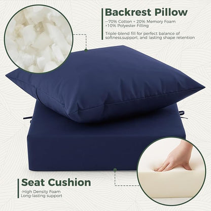 Outdoor Cushions for Patio Furniture, Outdoor Seat Cushion Set 24 x 24 x 4 Inch, Waterproof & Fade Resistant Outdoor Chair Cushions, Deep Seat Patio Cushion with Removable Cover, Navy Blue